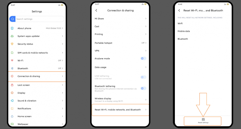 Reset network settings